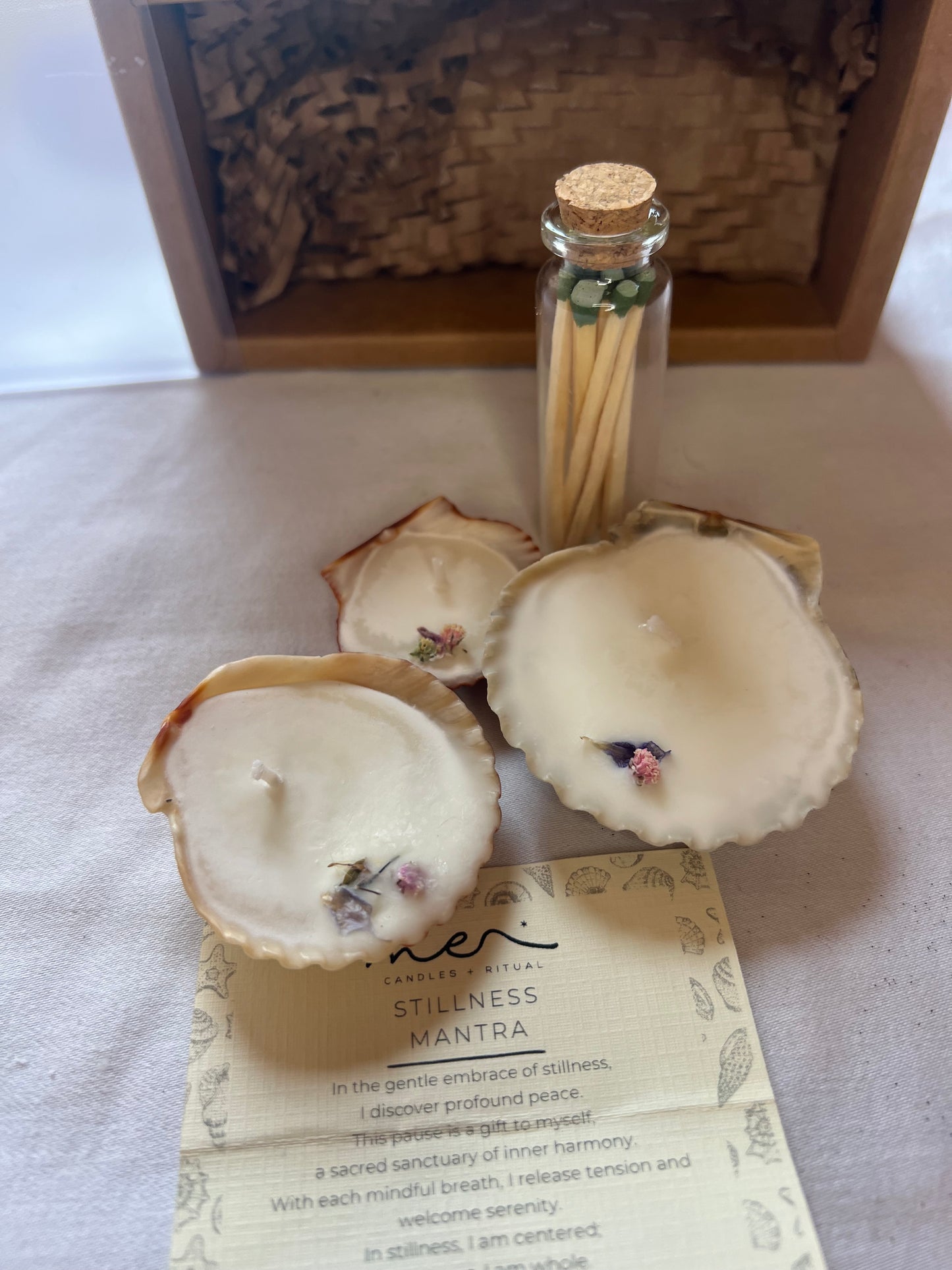 Seashell Candle Gift Box - Soy Wax Shell Candles & Matches