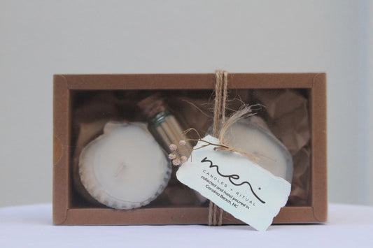 Seashell Candle Gift Box - Soy Wax Shell Candles & Matches