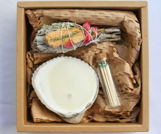 Shell Candle & Sage Gift Box