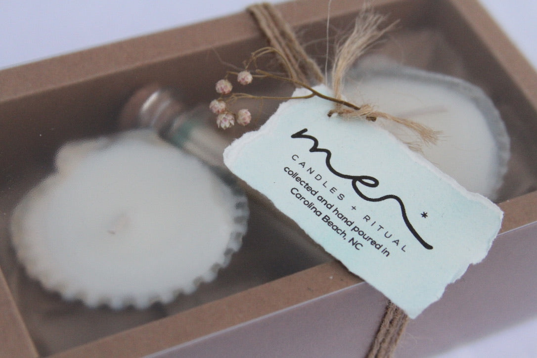 Seashell Candle Gift Box - Soy Wax Shell Candles & Matches