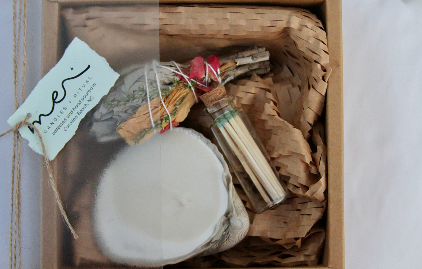 Shell Candle & Sage Gift Box