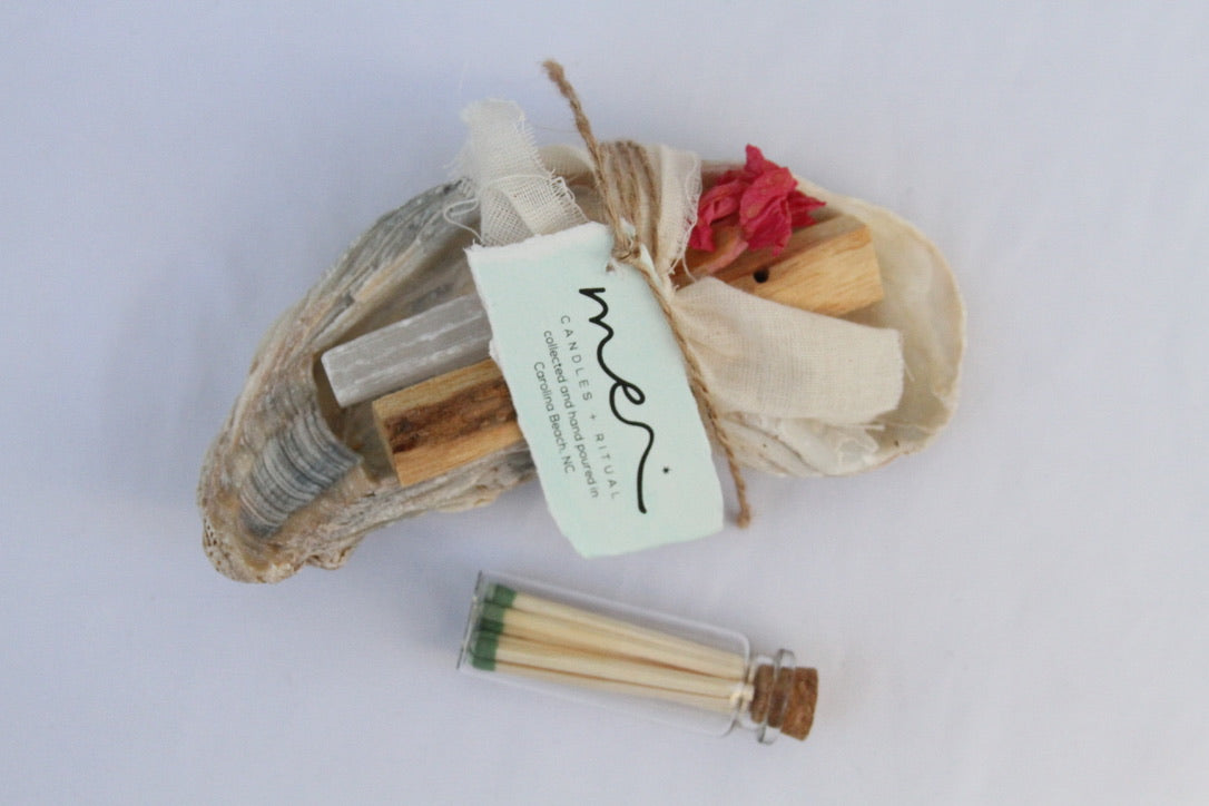 Cleansing Ritual - Palo Santo, Selenite, Matches, Oyster Shell